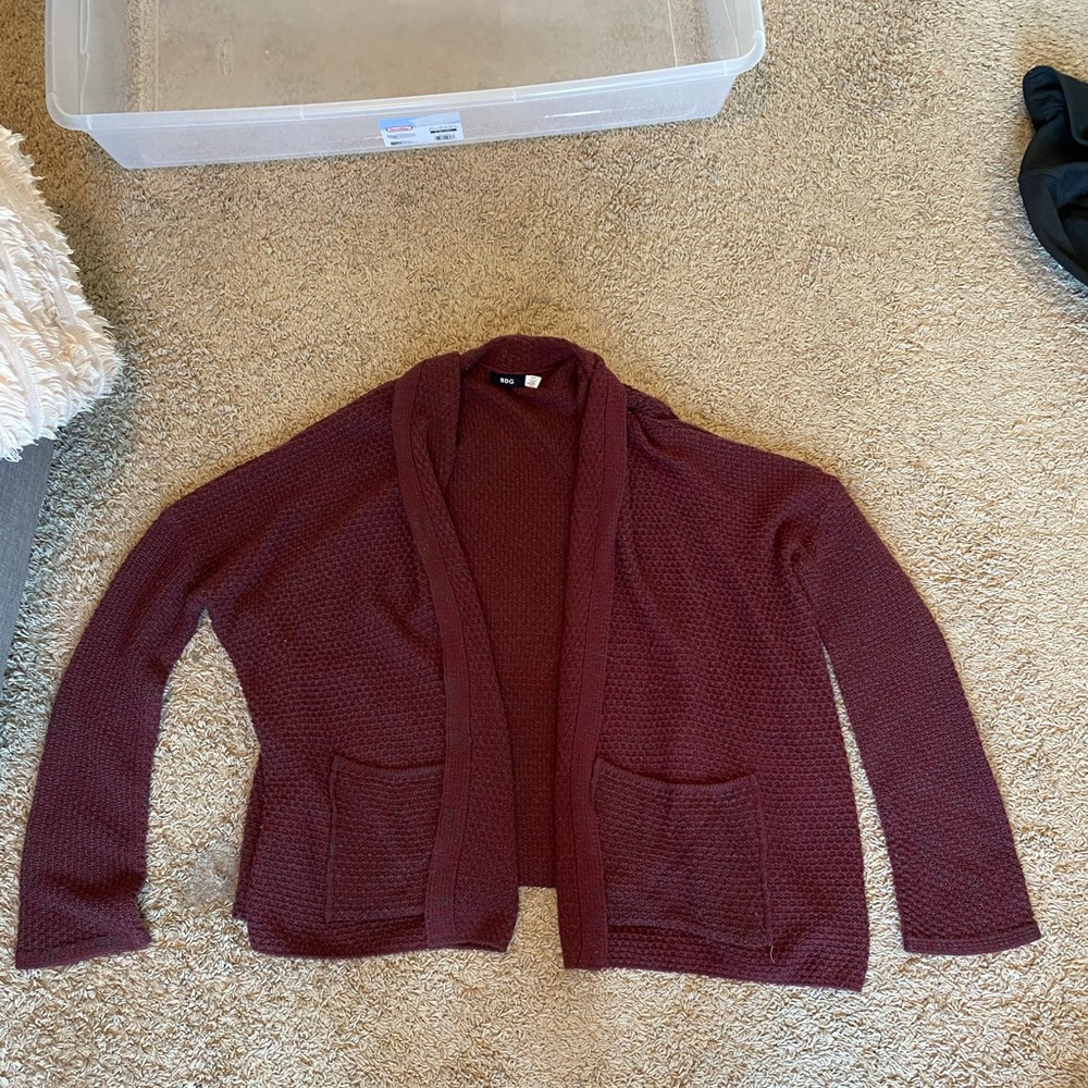 BDG red/gray cardigan from Urban Outfitters